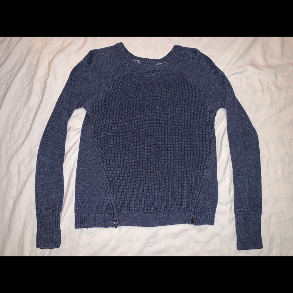 Navy Zipper Detailed Sweater